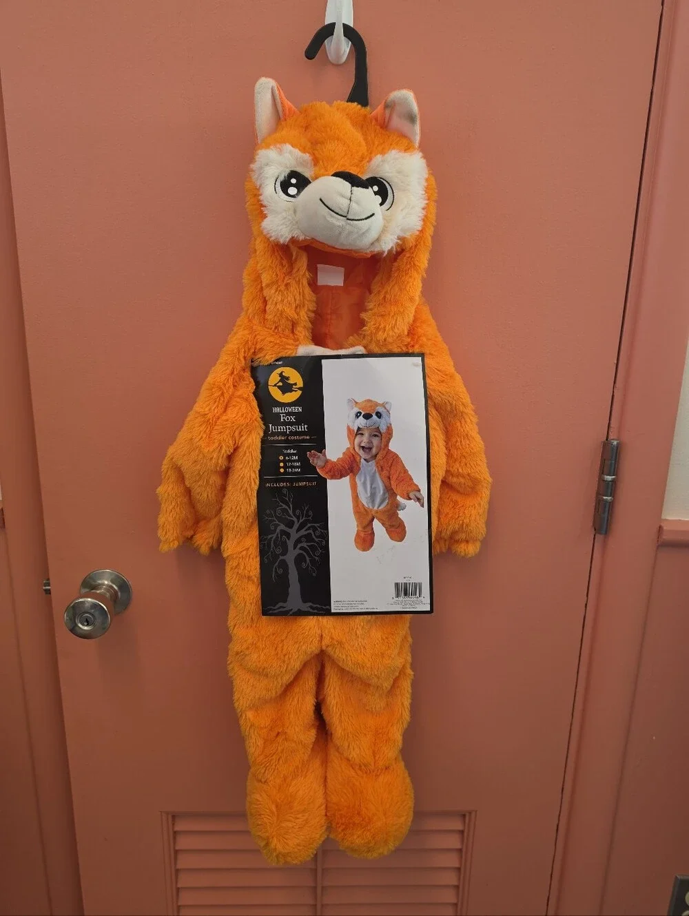 NWT Infant 6-12 Month Orange Fox Halloween Costume Jumpsuit Warm Soft 1-Piece